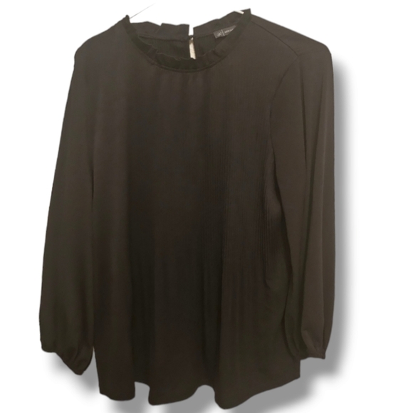 Adrianna Papell Solid  Ruffle Neck Pleated Blouse - Picture 1 of 7